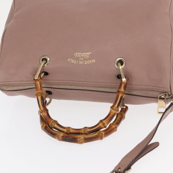 GUCCI Bamboo Hand Bag Leather 2way Pink Gold 353124 Auth ka1138 - Picture 6 of 16